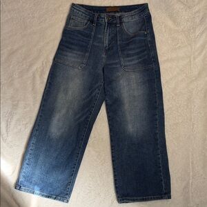 Judy Blue Georgia High Rise Utility Pockets Cropped Wide Leg Jean